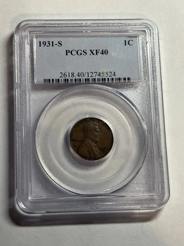 1931-S LINCOLN WHEAT CENT PCGS XF40 KEY DATE