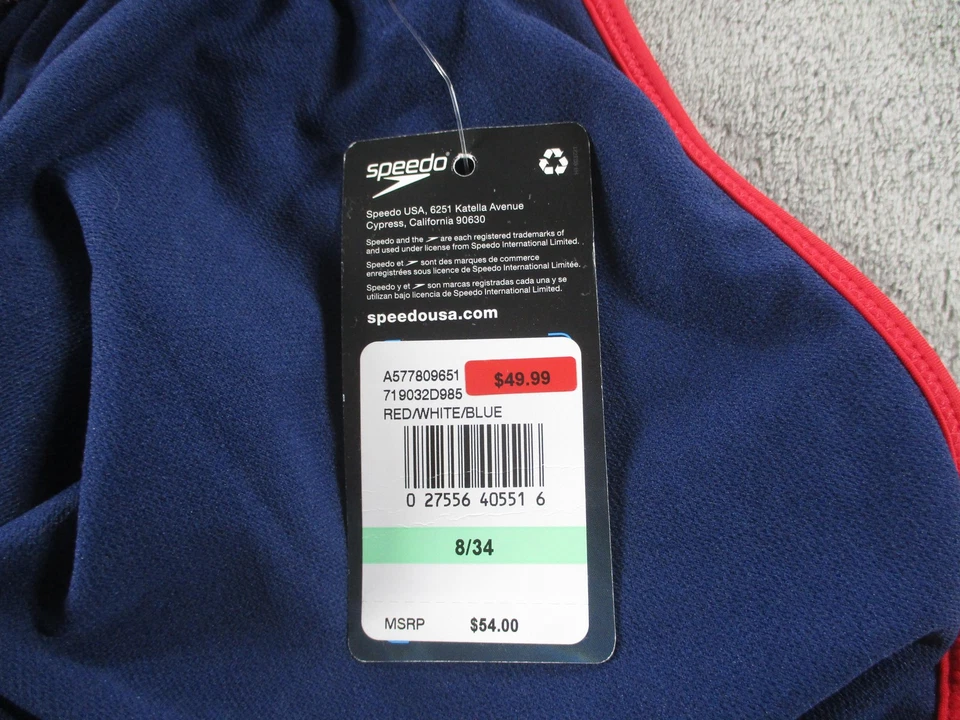 Traje de baño Speedo para mujer 8 rojo blanco azul Pro LT entrenamiento cruzado de una pieza Foto 3 de 4