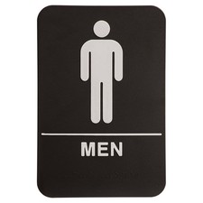 ADA Men Restroom sign Black with Braille Adhesive Backing Free Shipping