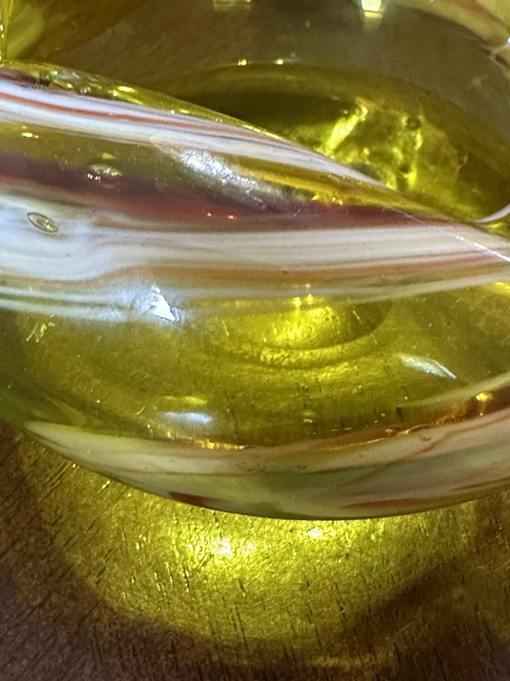 Cenicero de vidrio de arte japonés vintage plato de caramelo tazón acento ICE LIMON color retro Foto 2 de 4