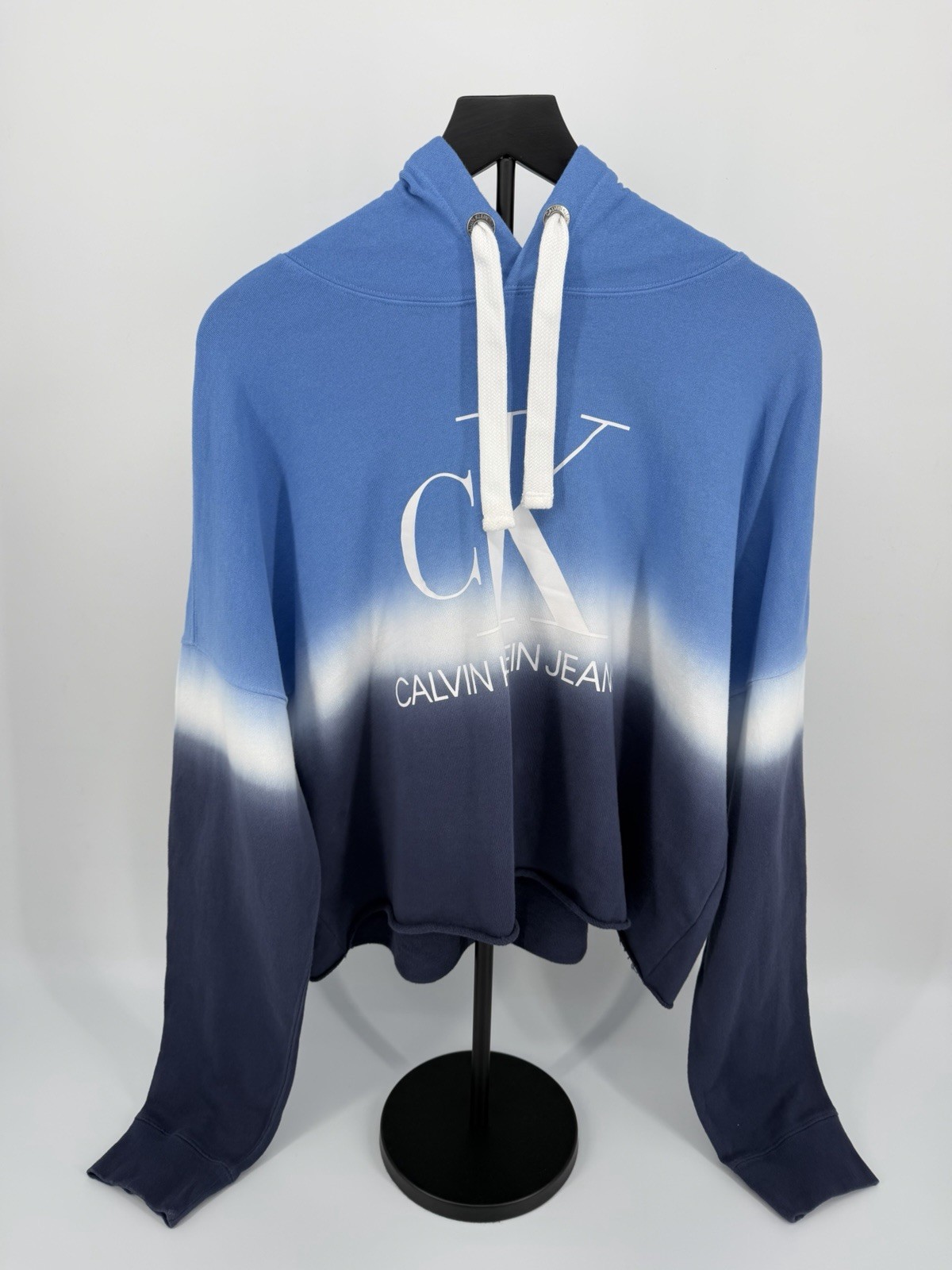 Calvin Klein Women's Tie Dye Block Monogram Logo Cropped Hoodie Size L NWT