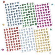 1,620 Holographic Glitter Star Stickers 0.6", 6 Colors Self 6 Colors Star