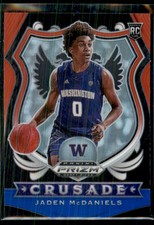 2020-21 Panini Prizm Draft Picks Collegiate Red White Blue Jaden McDaniels RC