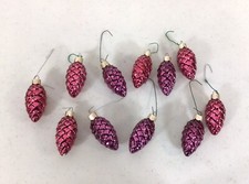 Pinecone Glass Christmas Ornaments Lot of 11 Made USA