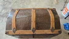 1800s Victorian Dome Top Alligator Antique Steamer Trunk