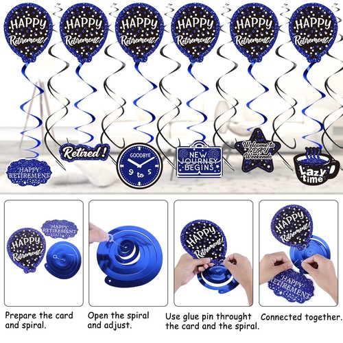 Retirement Decorations Men Blue Happy Retirement Party Decorations for Women ... - Picture 6 of 7