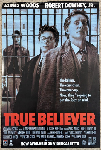 1989 True Believer Home Video Movie Poster 27X40 Rolled 1 Sheet Robert Downey Jr