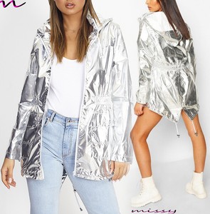 silver raincoat womens