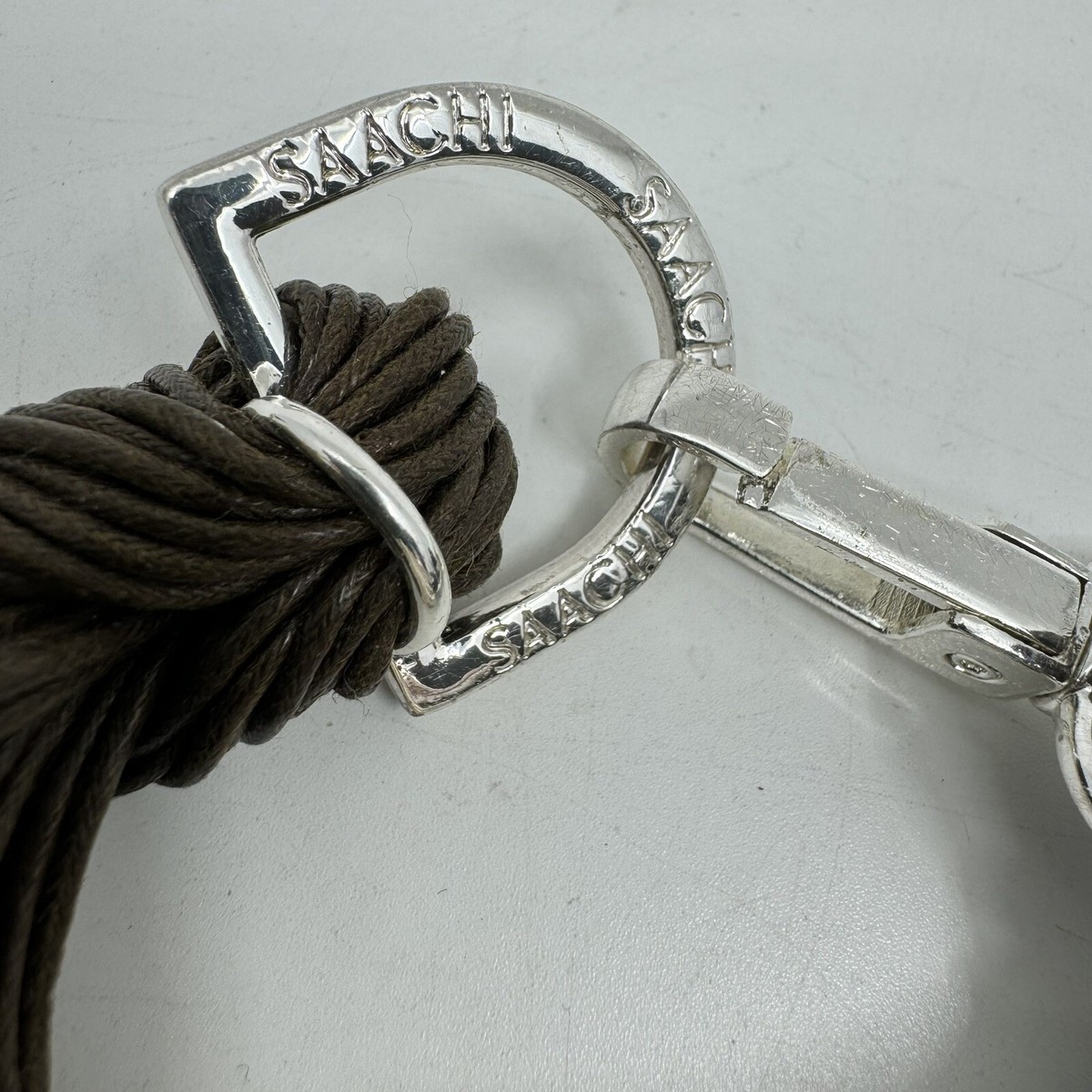 Saachi Boho Bracelet Stacked Cord Brown Silver Tone Tube  display picture 1