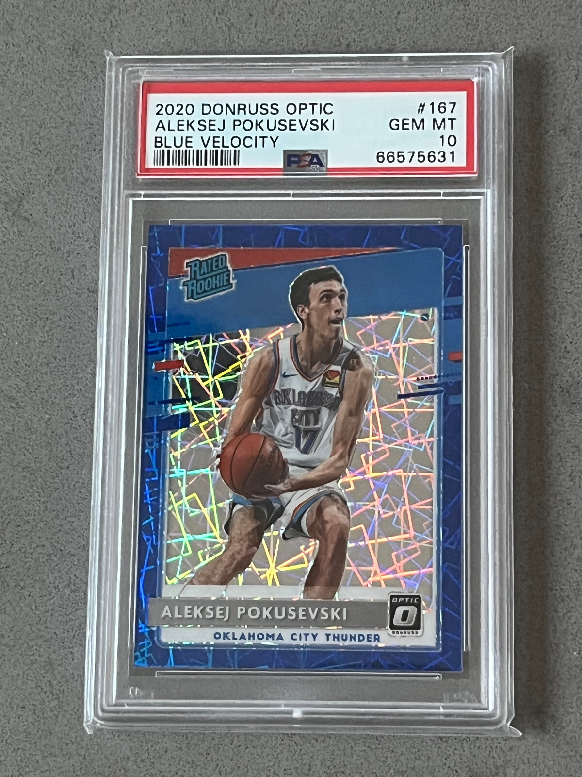 Aleksej Pokusevski 2020 Donruss Optic Basketball #167 - RC BLUE VELOCITY PSA 10