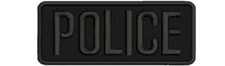 Police embroidery patch 2x5 hook ON BACK all black