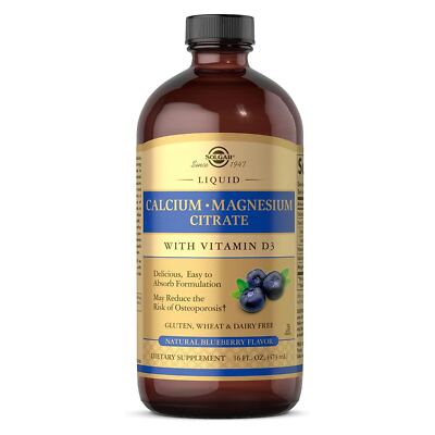 Solgar Calcium Magnesium Citrate with Vitamin D3 Natural Blueberry 16 oz