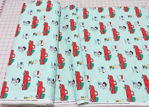 Peanuts Christmas Red Truck Cotton Fabric Springs Creative Snoopy Lucy Charlie - Picture 2 of 2
