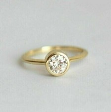 1.20 Ct Round Lab Created Diamond Solitaire Wedding Ring 14k Yellow Gold Plated