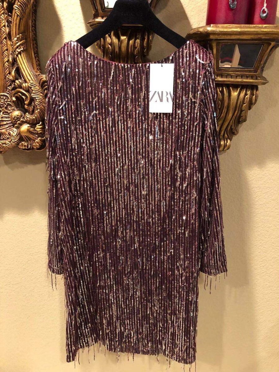zara burgundy sequin dress 100% Authentic Mini Size: XS Features an elasticated strap Cowl Baby Girl Baptism Dress Color:White as Pics