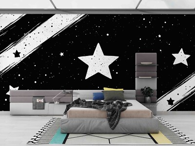 3D Sky Star Black Rectangle Self-adhesive Removeable Wallpaper Wall Mural 201