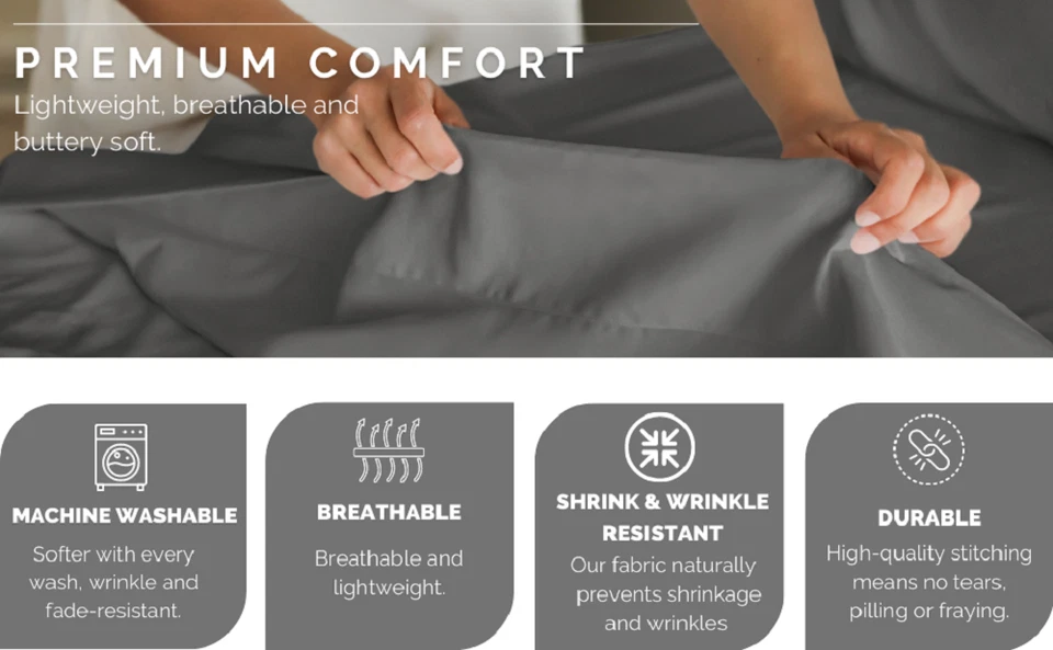 Ideal for Hot Sleeper-800TC Bedding's Items Elephant Gray Solid US Queen Size - Image 4 of 4