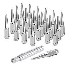 24 Pcs Spike Lug Nuts 14x1.5 For Chevy Silverado Tahoe 4.4 Tall With Key