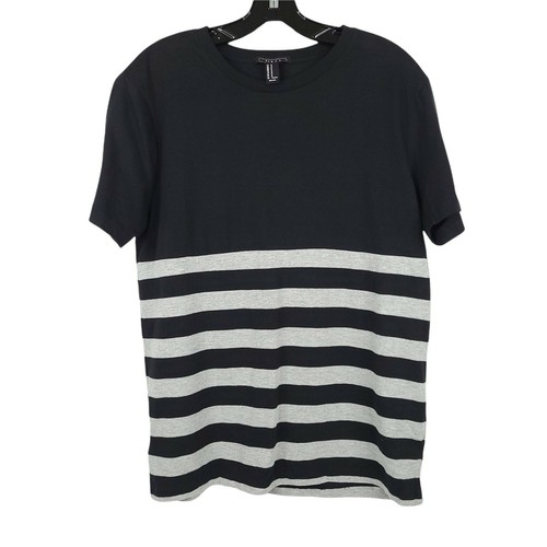 Forever 21 T Shirt Mens Size Medium Black Gray Stripe Crew Neck Ebay