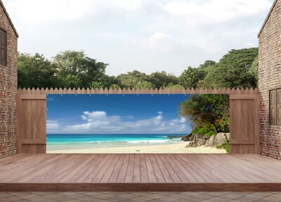 OUTDOOR BILDER BANNER GARTEN POSTER ZAUN WETTERFEST 560x180cm Insel Meer Strand