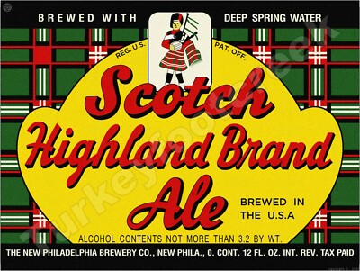 Scotch Highland Brand Ale Beer Label 9'' x 12'' Metal Sign