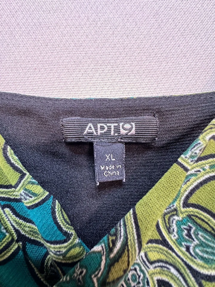 Apt. 9 Vestido sin mangas para mujer Babydoll elástico talla XL verde azul cachemira fiesta Y2K Foto 3 de 4