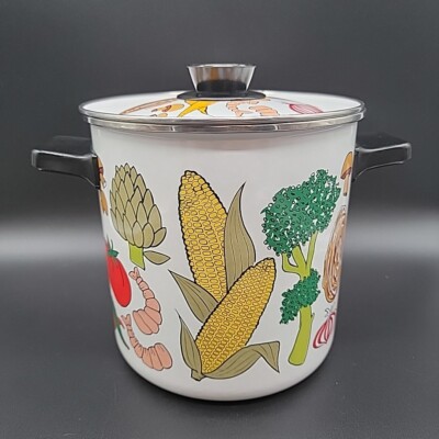 Vintage Mid Century Modern San Ignacio Enamel Stockpot With Double Handles