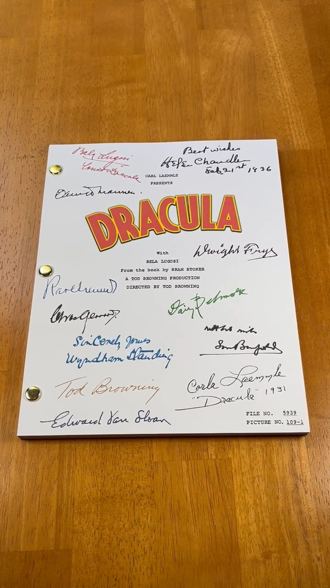 Dracula Script Signed- Autograph Reprints- Bela Lugosi- Dracula