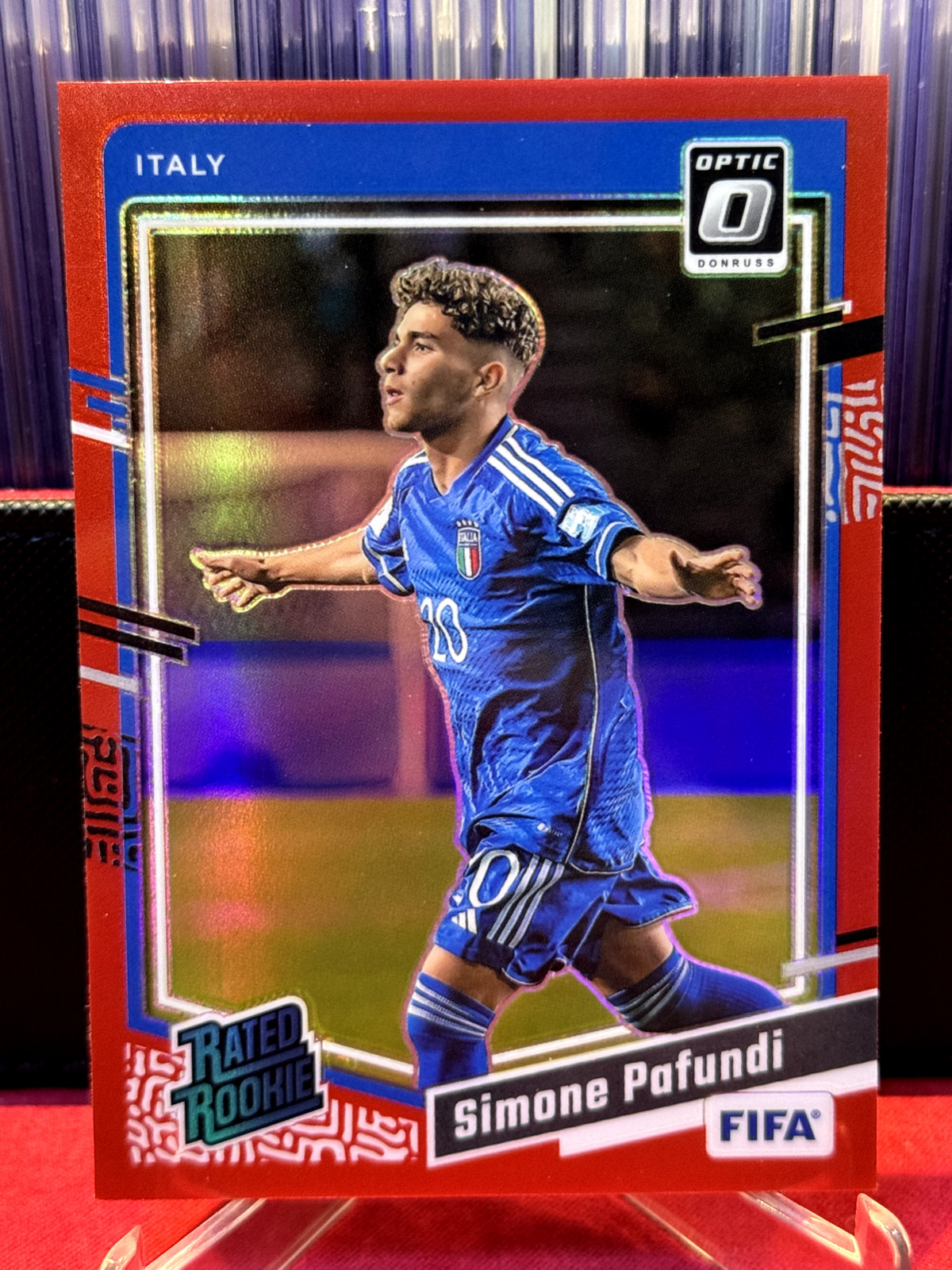 Simone Pafundi 2023-24 Panini Donruss Optic Rated Rookie Red Prizm 180/299