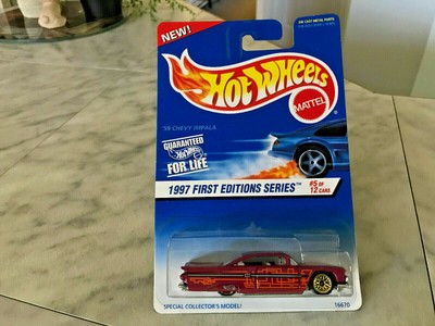 1997 Hot Wheels First Editions '59 Chevy Impala Gold WSP 517 1997 Hot Wheels First Editions '59 Chevy Impala Gold WSP 517
