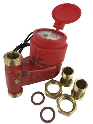 DAE V-75RP Vertical Hot Water Meter, Pulse Output, 3/4  NPT Couplings, Gallons