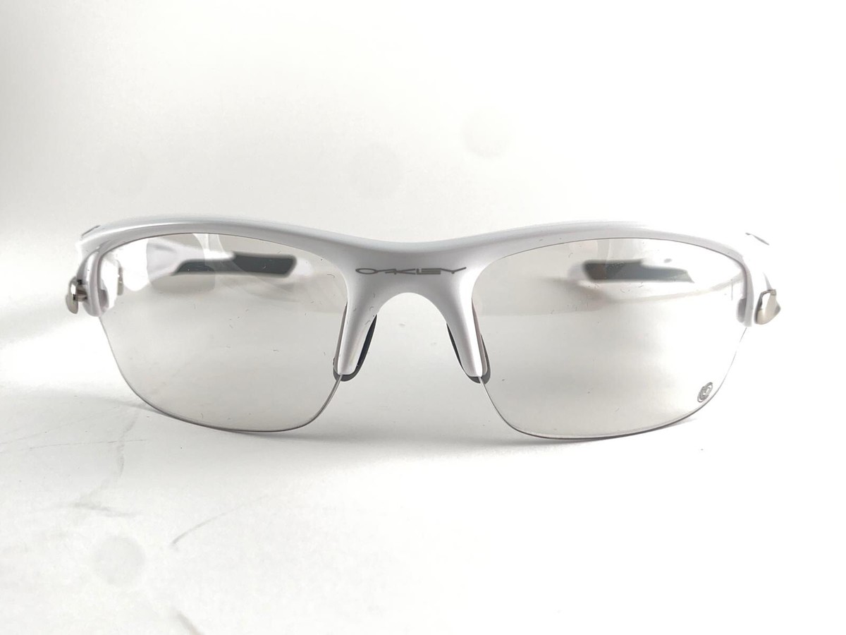 NEW VINTAGE OAKLEY FLAK WHITE HALF FRAME WHITE WRAP AROUND