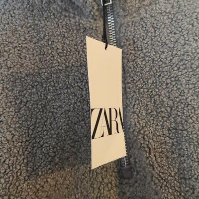 ZARA Sweater SM gray /ivory 1/4 Zip Knit Pullover jacket