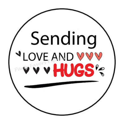 SENDING LOVE AND HUGS ENVELOPE SEALS LABELS STICKERS PARTY FAVORS