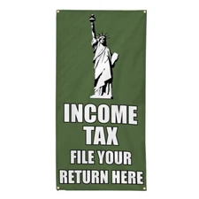 Vertical Vinyl Banner Multiple Sizes File Your Return Here Dollar Color Business