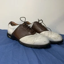 Nike Air Kempshall Last Mens Golf Shoe Size 9 White & Brown Leather