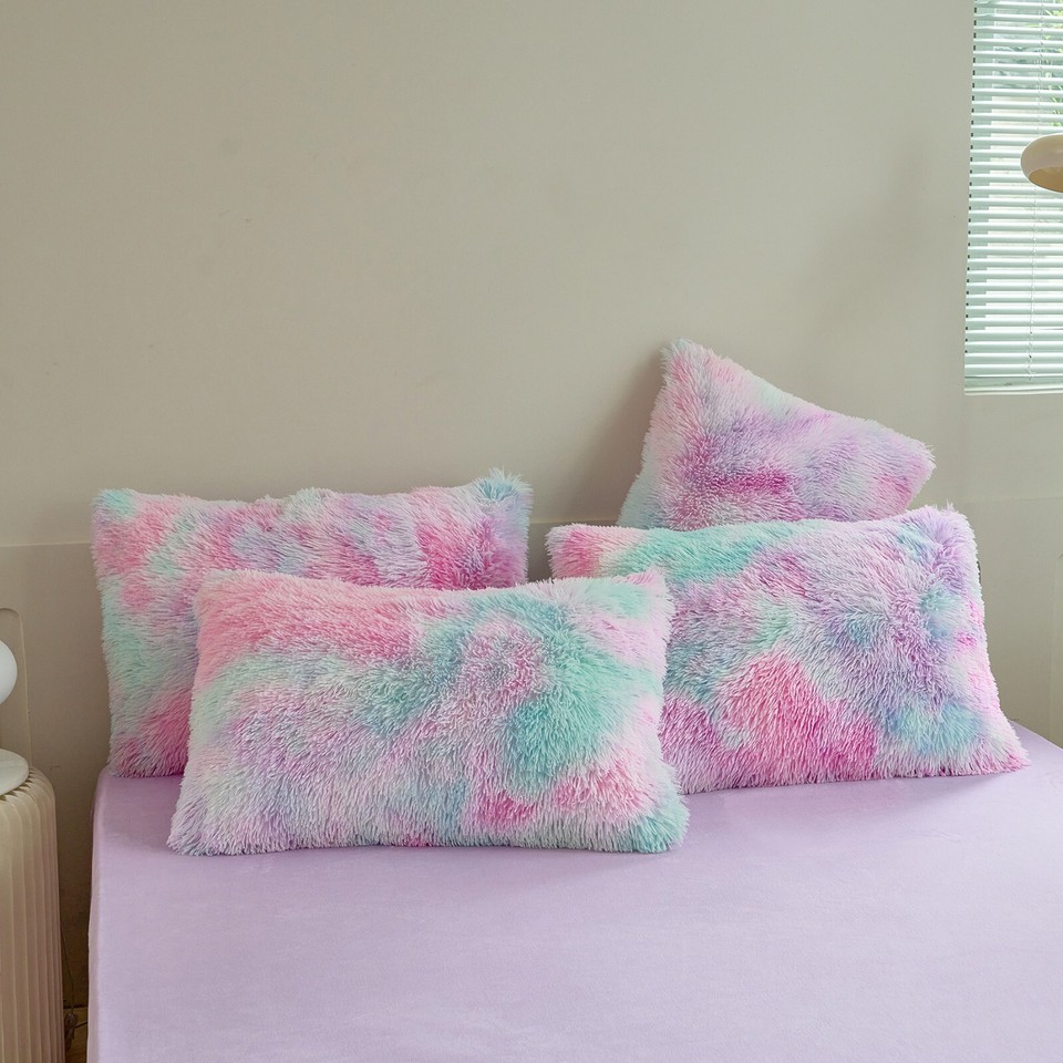 Warm Fluffy Plush Duvet Quilt Cover Set Faux Fur Doona Cover Set Queen