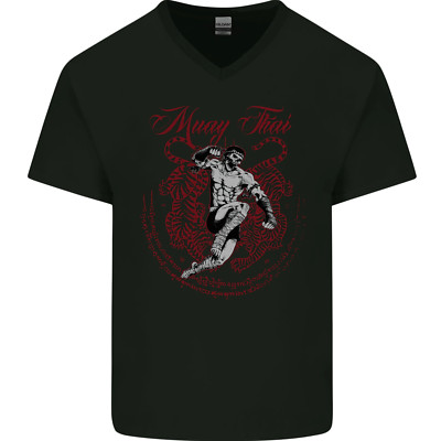 Muay Thai Tiger Warrior MMA Martial Arts Mens V-Neck Cotton T-Shirt