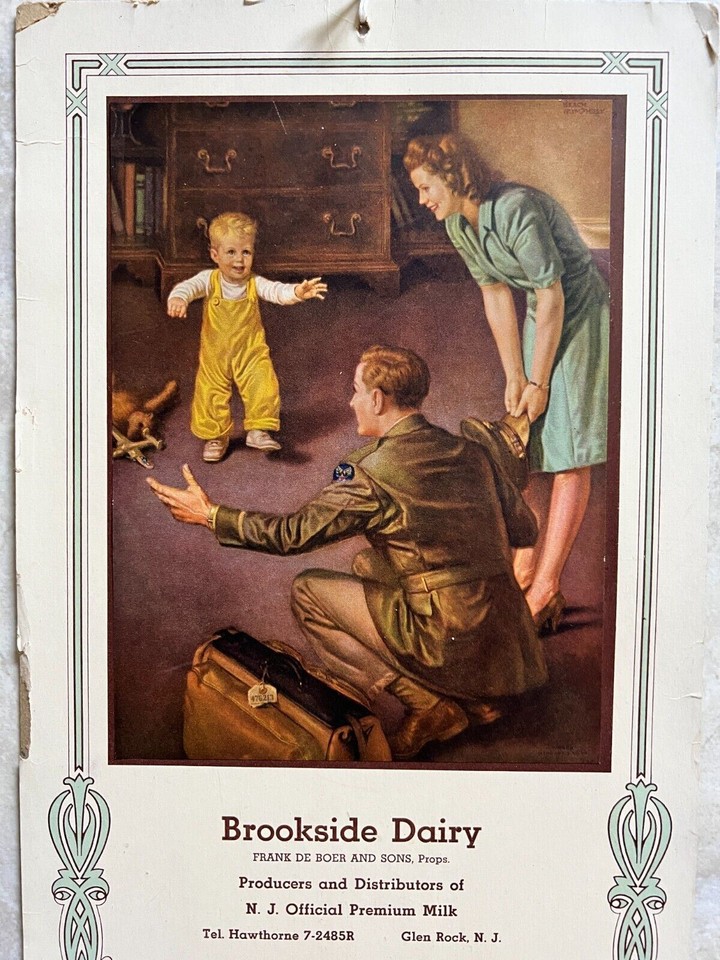 Vintage 1946 Brookside Dairy Glen Rock NJ Calendar All 12