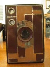 Kodak Brown/Tan Beau Brownie 2A Box Camera - Art Deco - Walter Dorwin Teague