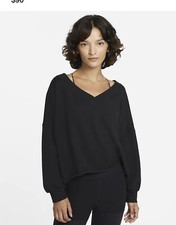 NIKE YOGA LUXE V-NECK CROP SWEATSHIRT Small Black