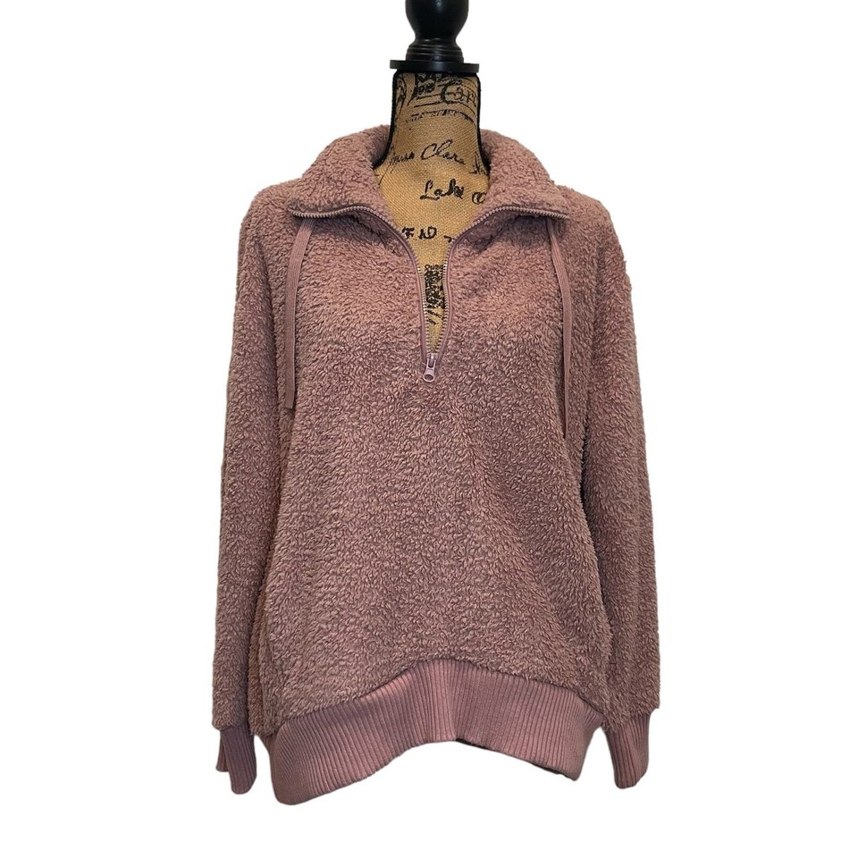 Member's Mark Pink Sherpa HalfZip Pullover Sweater Women’s Size S eBay
