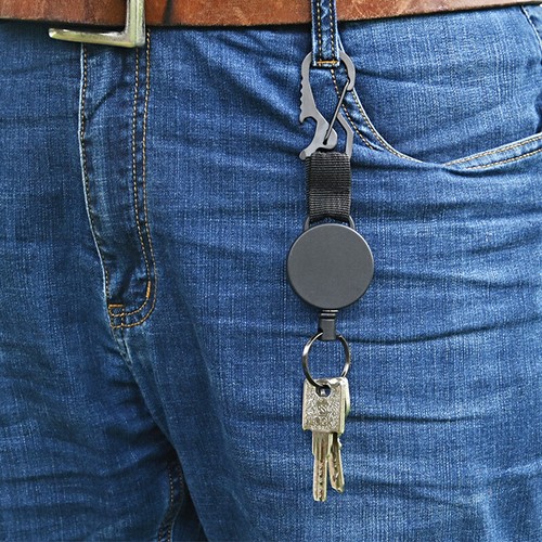 Anti-theft Metal Easy-to-pull Buckle Rope Elastic Keychain Retractable ...