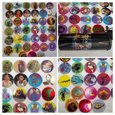 39 Vintage Pogs Misc Prints w/ Case 1990s VTG Game Collectibles Fun Gaming Retro