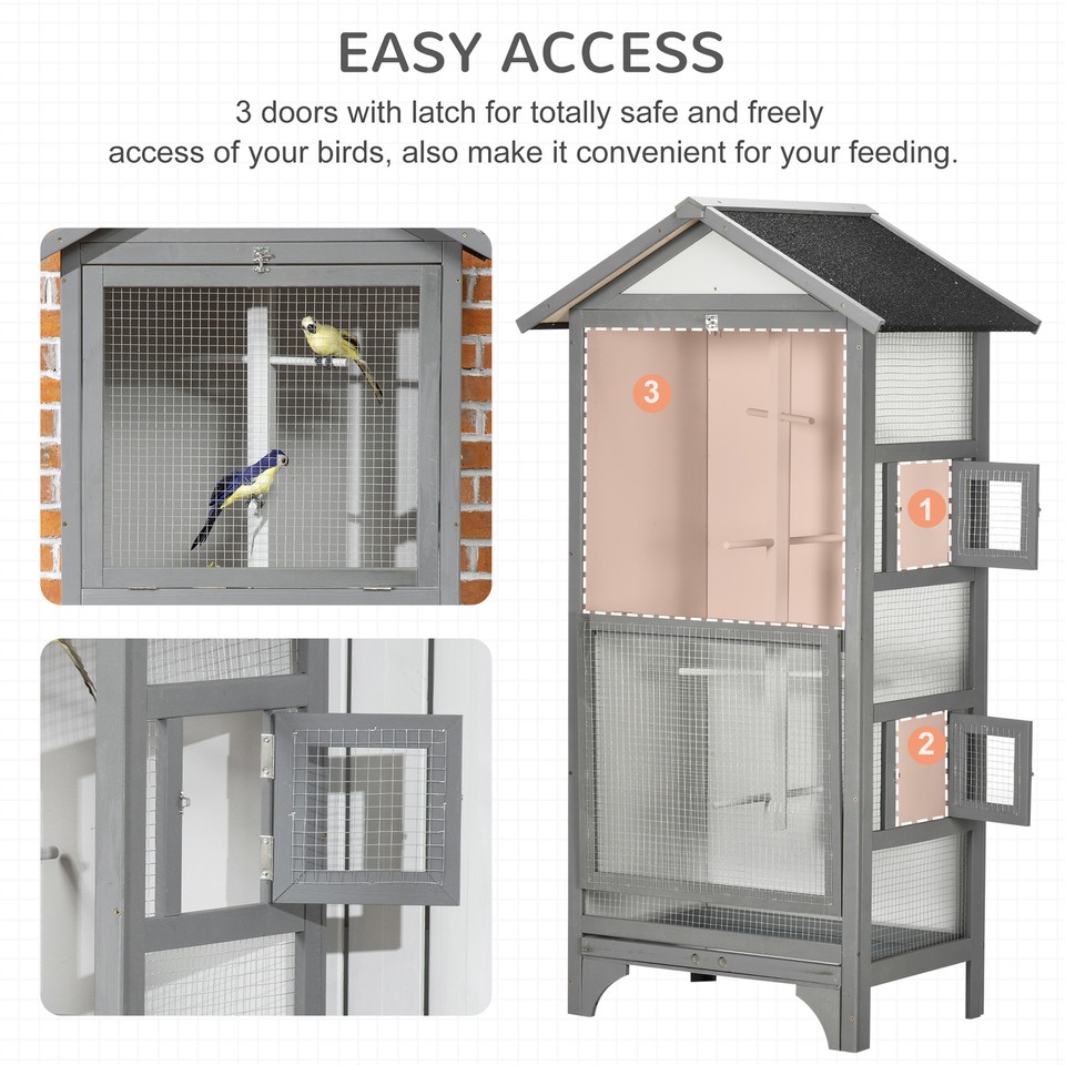 Picture Idea: Wooden Outdoor Bird Cage Featuring A Large Play House With
