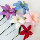 Artificial Knitted Lily Flower Crochet Hand Woven Floral Bouquet Wedding Decor