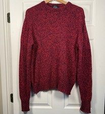 VTG Woolrich Sweater Marled Heathered Red Blue 85 Wool Men  s Sz M