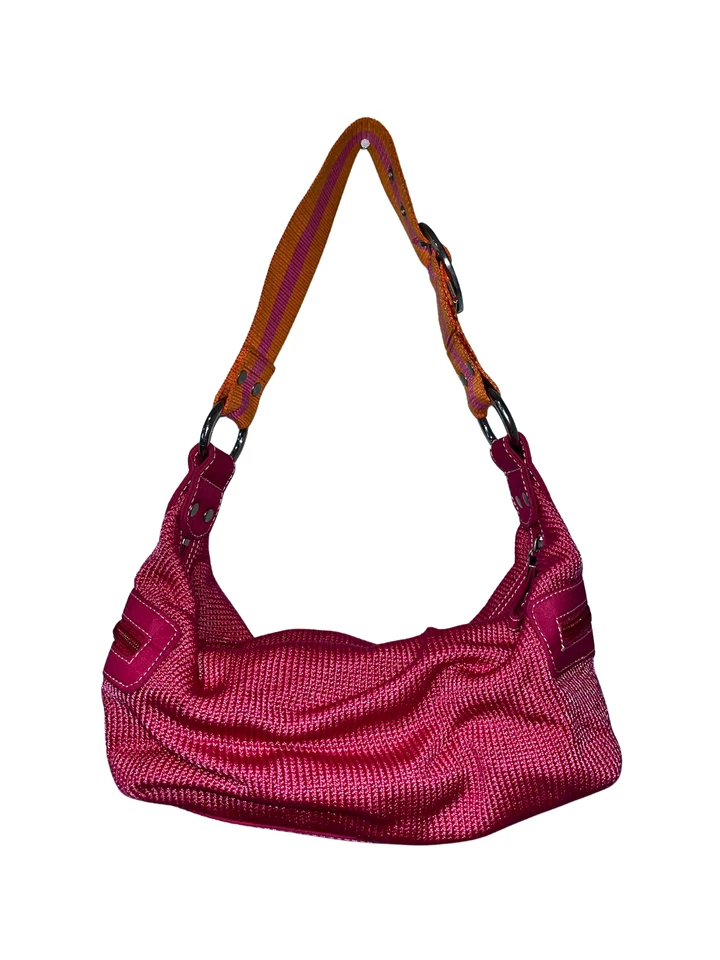 The SAK Pink Knit and Orange Strap 13" Shoulder Hobo Bag Y2K - Image 3 of 4