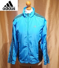 Vintage Adidas Clima365 Jungen blau durchgehender Rei&szlig;verschluss Trainingsjacke Gr&ouml;&szlig;e 13-14 Jahre Windbreaker