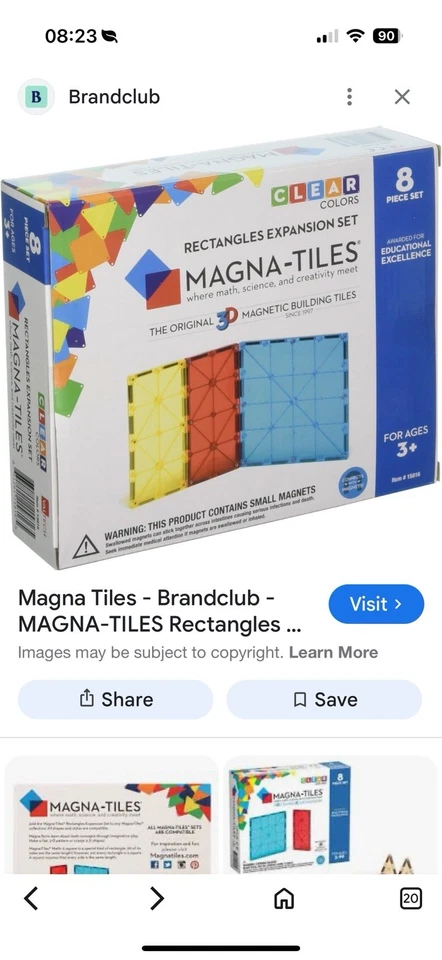 Magna-Tiles Rectangles Expansion Set Magnetic Building 8 Piece Set - Image 3 of 4